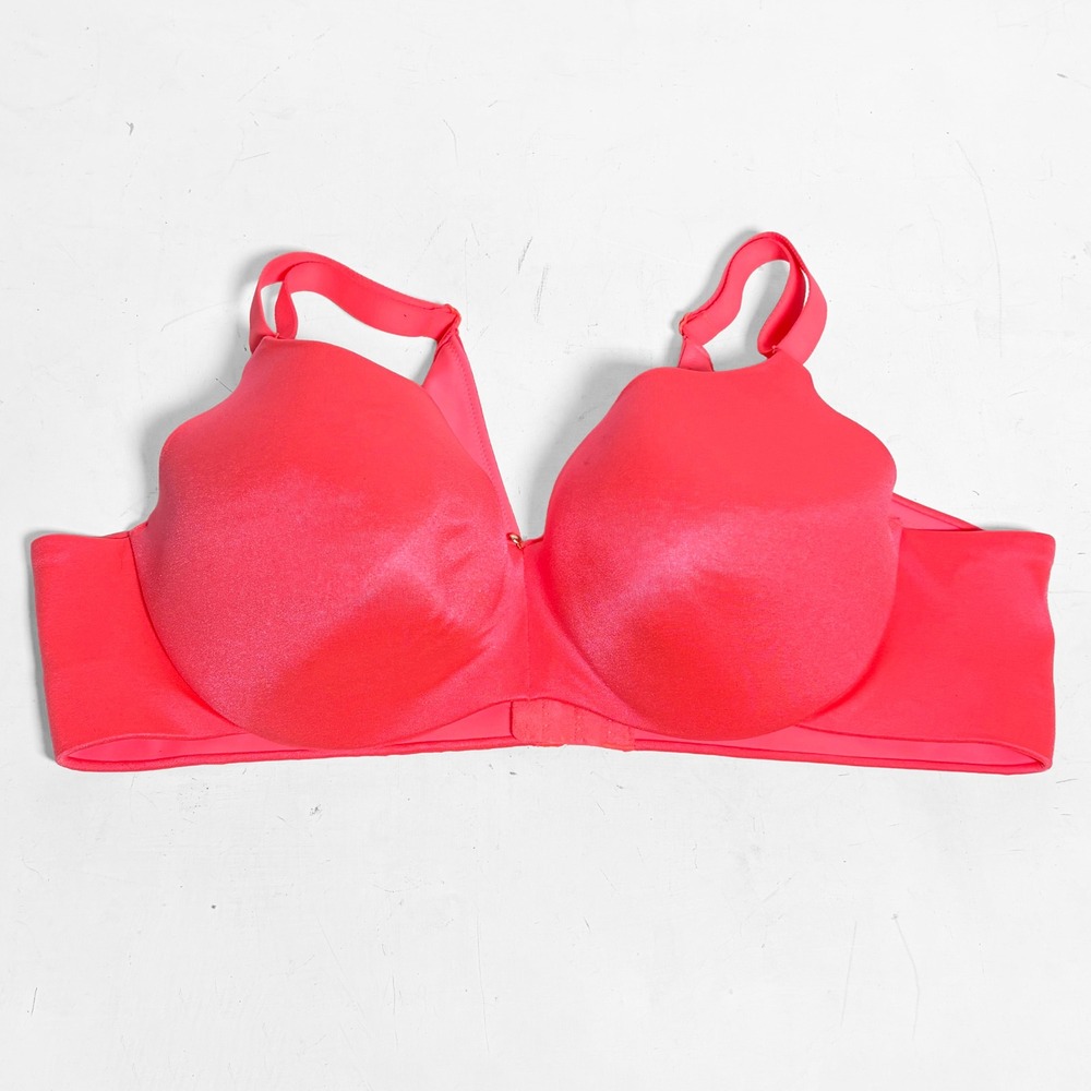 Cacique Lightly Lined Balconette Bra Size 42C Neon Pink‎ Underwire Microfiber